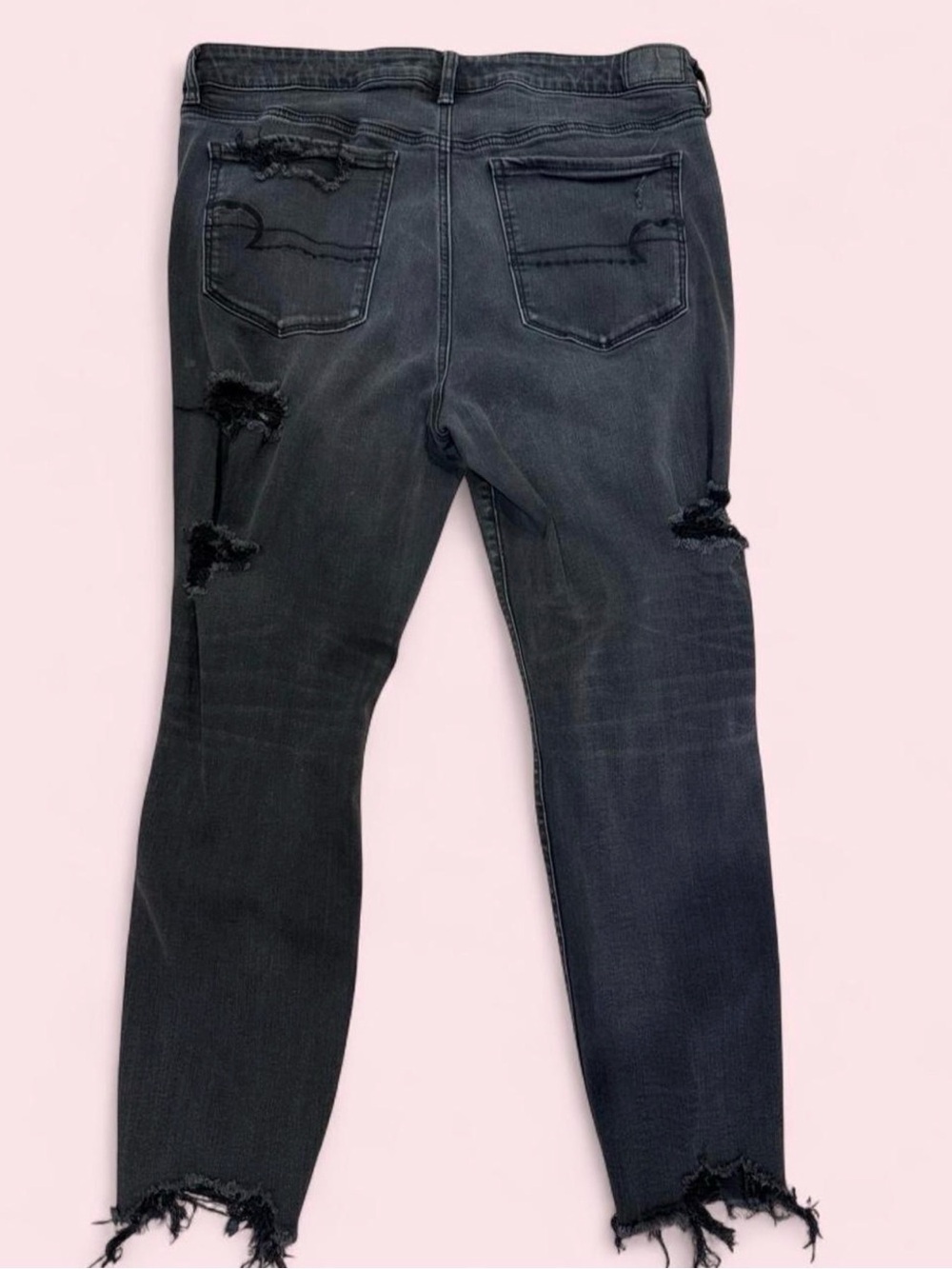 Rare American Eagle Outfitters Women's Skinny Distressed Ripped Black Jeans
